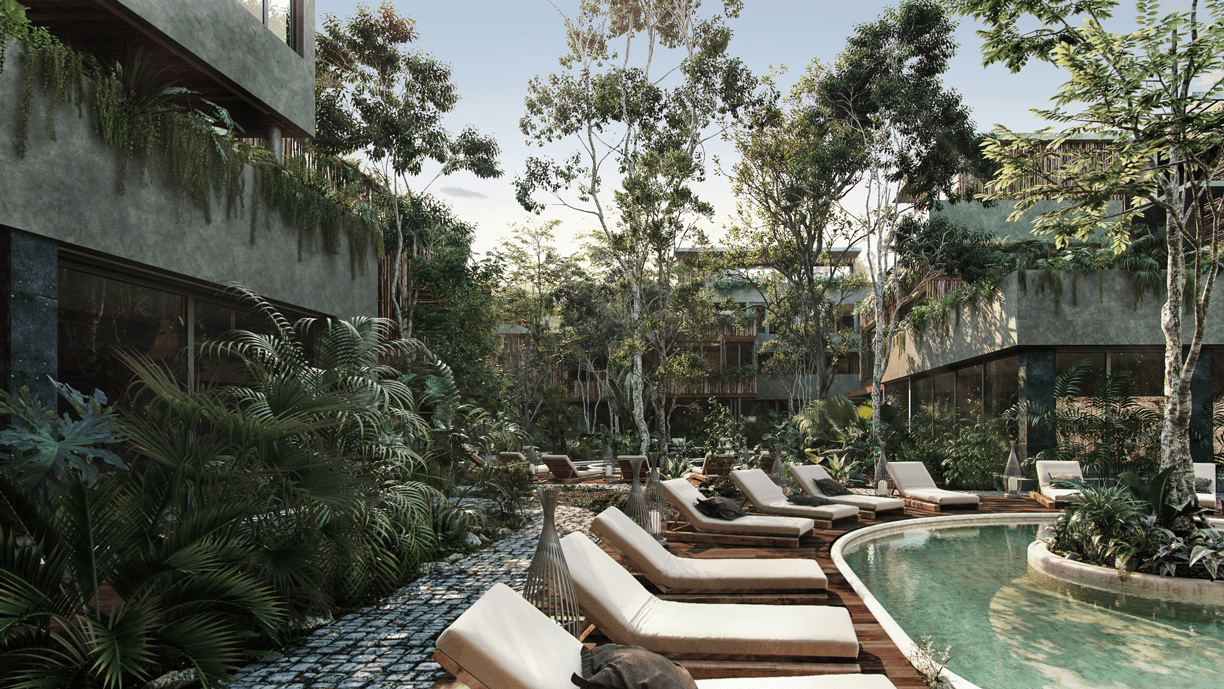 Render de fachada inferior Humana Tulum